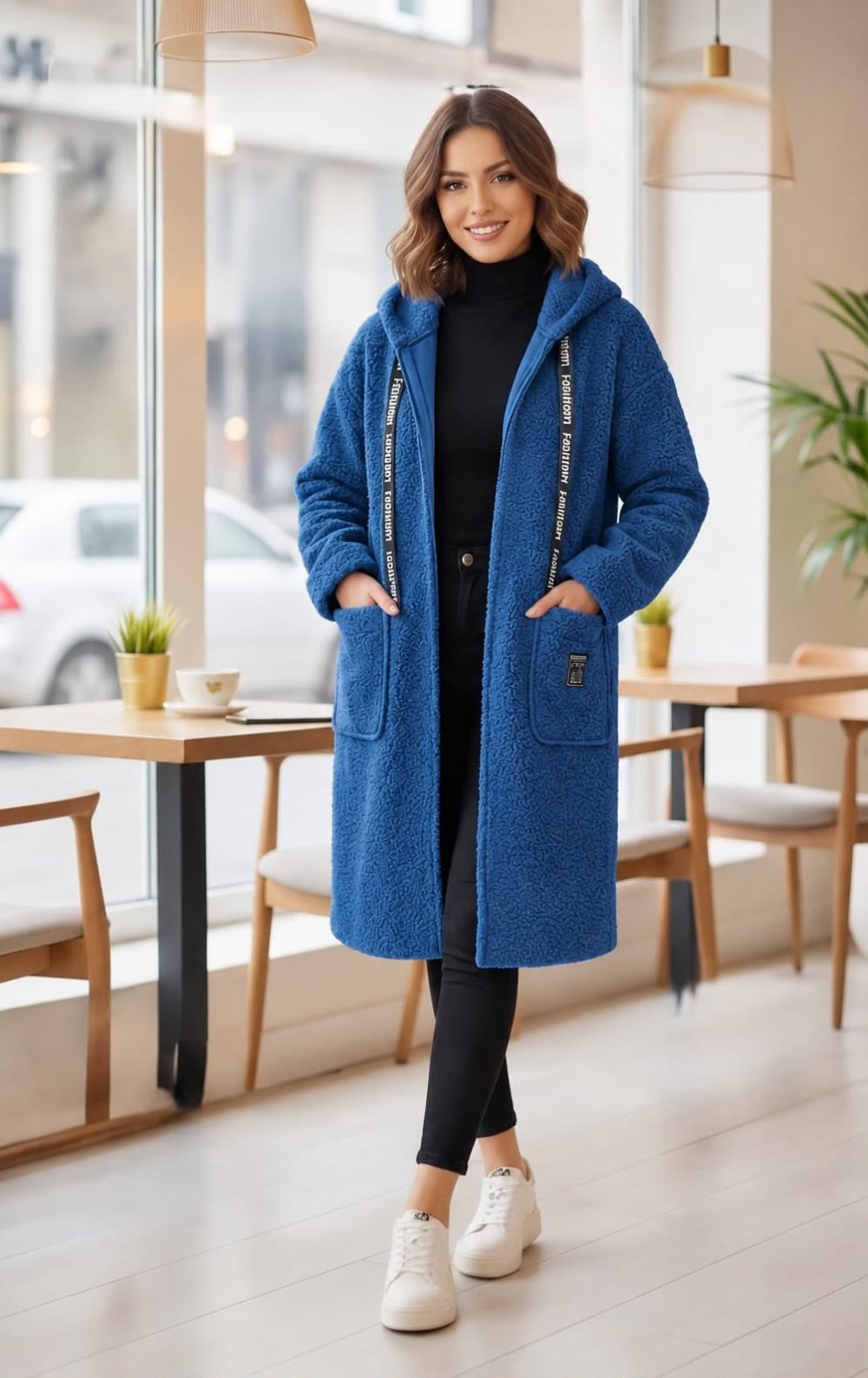 Saks Mavisi Buklet Hırka