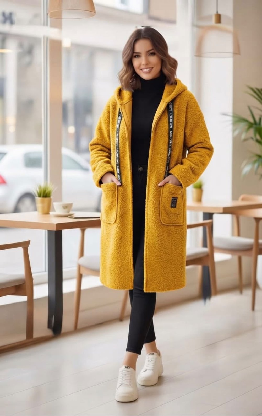 Simli Sarı  Buklet Hırka