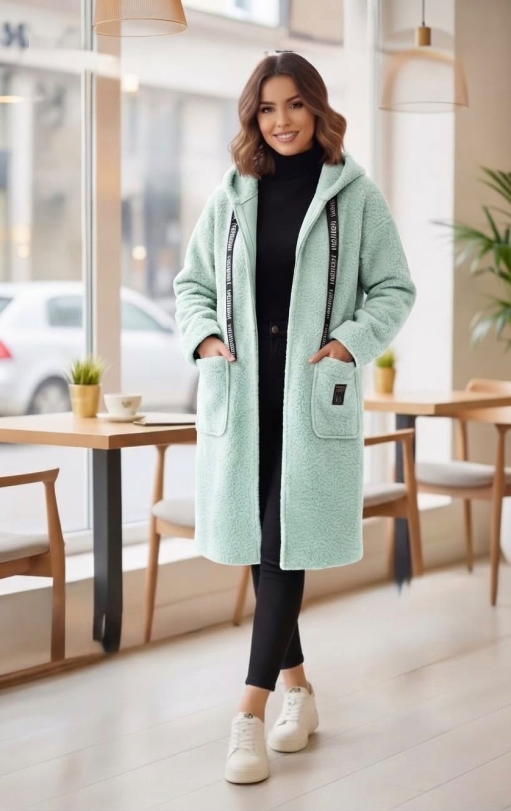 Mint Yeşili Buklet Hırka